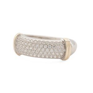 MIA FIORE Silver/Gold Made In Italy Sterling Silver And 14kt Gold Pave Cz Ring